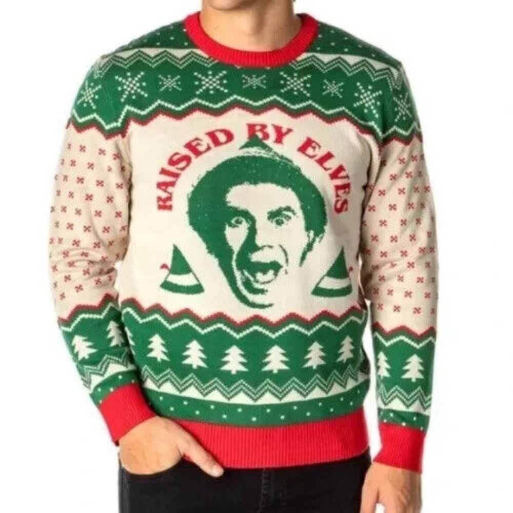 ELF Green and Red Crewneck Sweater